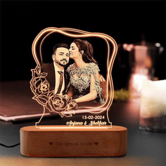 Personalized Photo Glow Lamp with LED Light and Custom Engraving