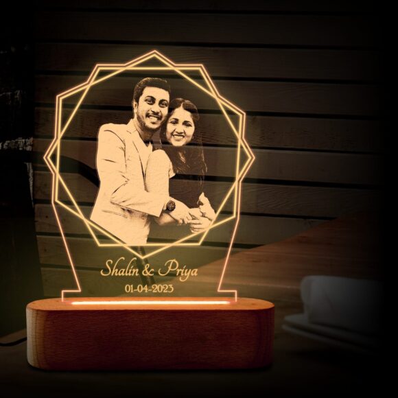 Personalized Photo Glow Lamp with LED Light and Custom Engraving - Image 4