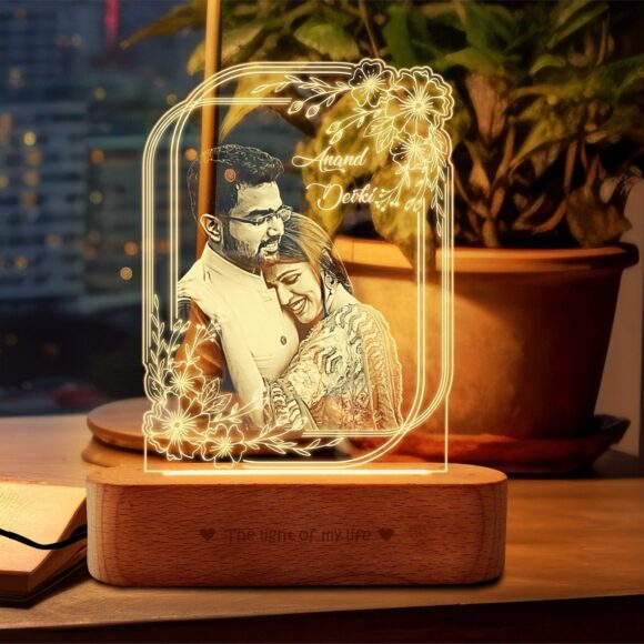 Personalized Photo Glow Lamp with LED Light and Custom Engraving - Image 3