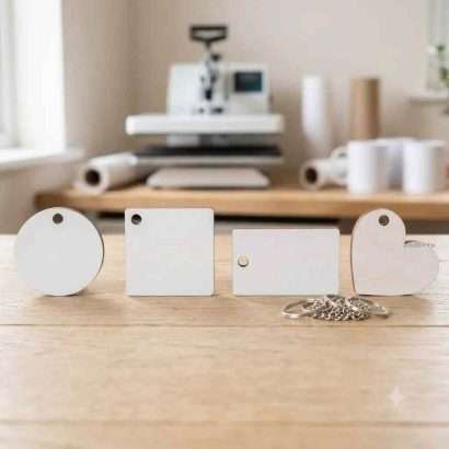 Premium Single-Side Sublimation MDF Keychain Blank (with Ring)