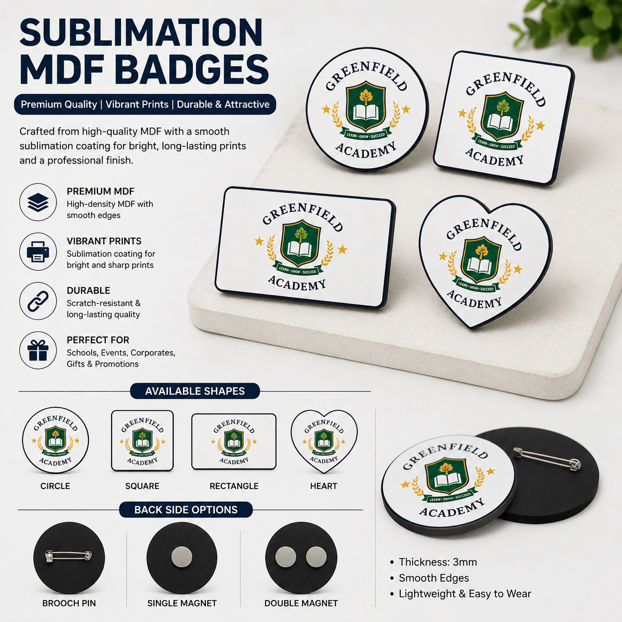 Sublimation MDF Badge